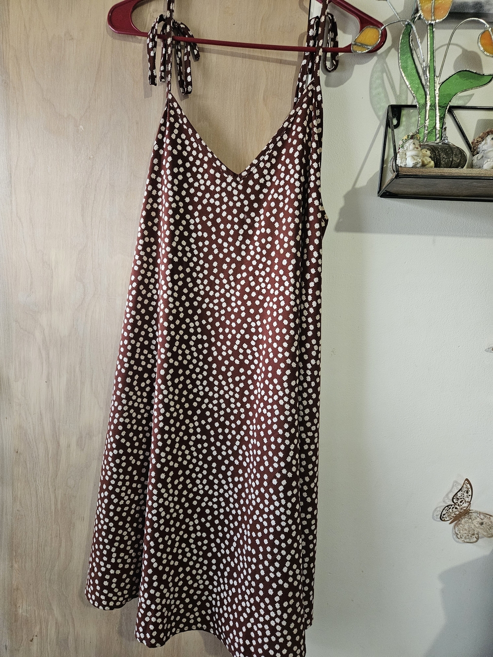 SHEIN Brown Polka Dot Midi Slip Dress